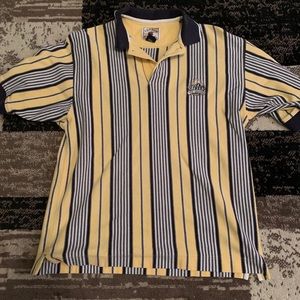 Vintage Yellow & Navy Striped Polo
